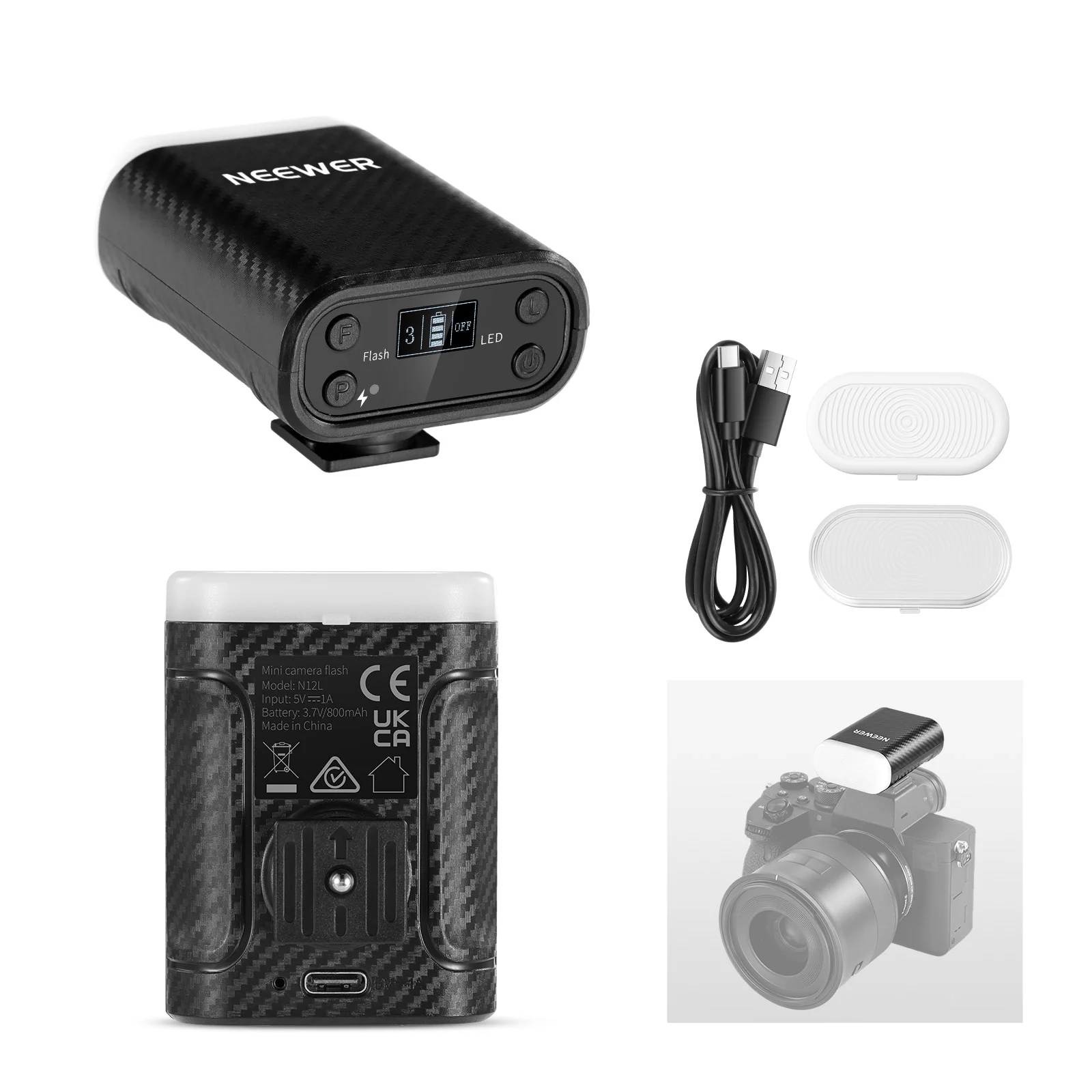 Speedlite Flash External - NEEWER N12L Mini Flash Speedlite Portátil,