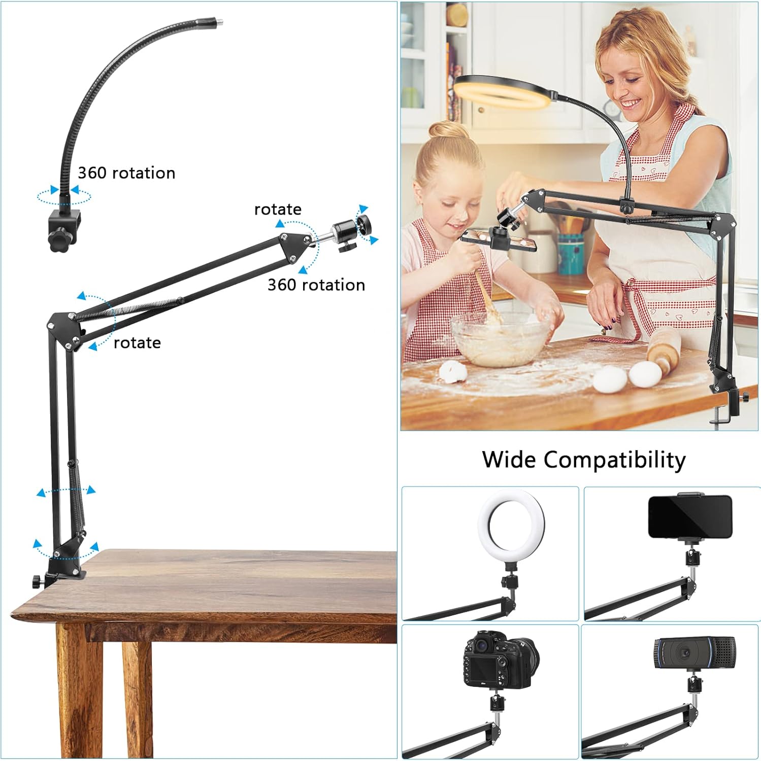 Anillo de luz con soporte y so - Photography Desk reseña y precio